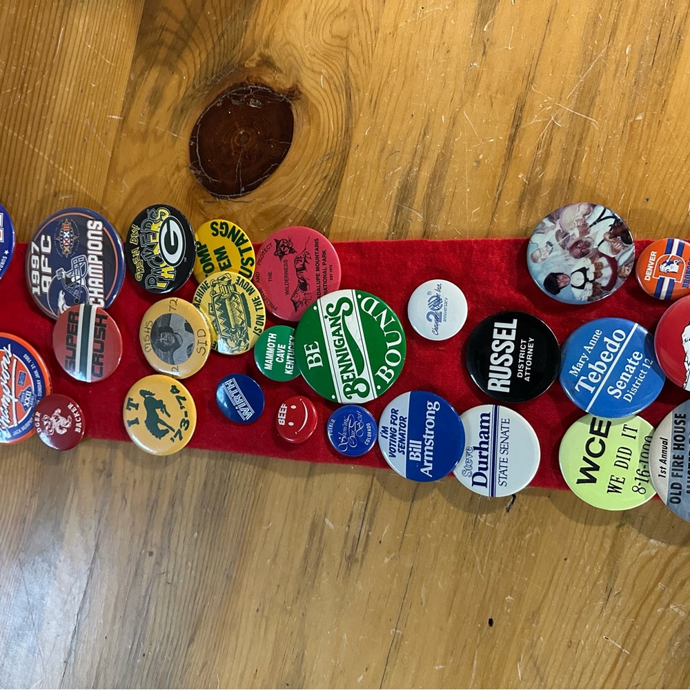 Vintage Button Collection on Red Fabric